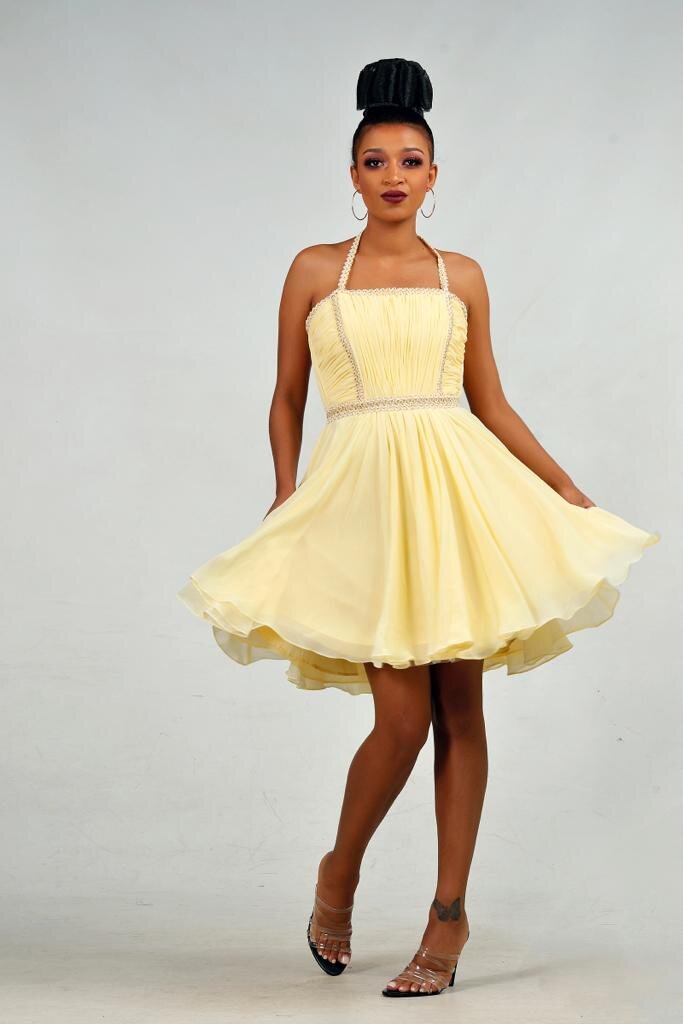 Ruched Halterneck Mini Dress
